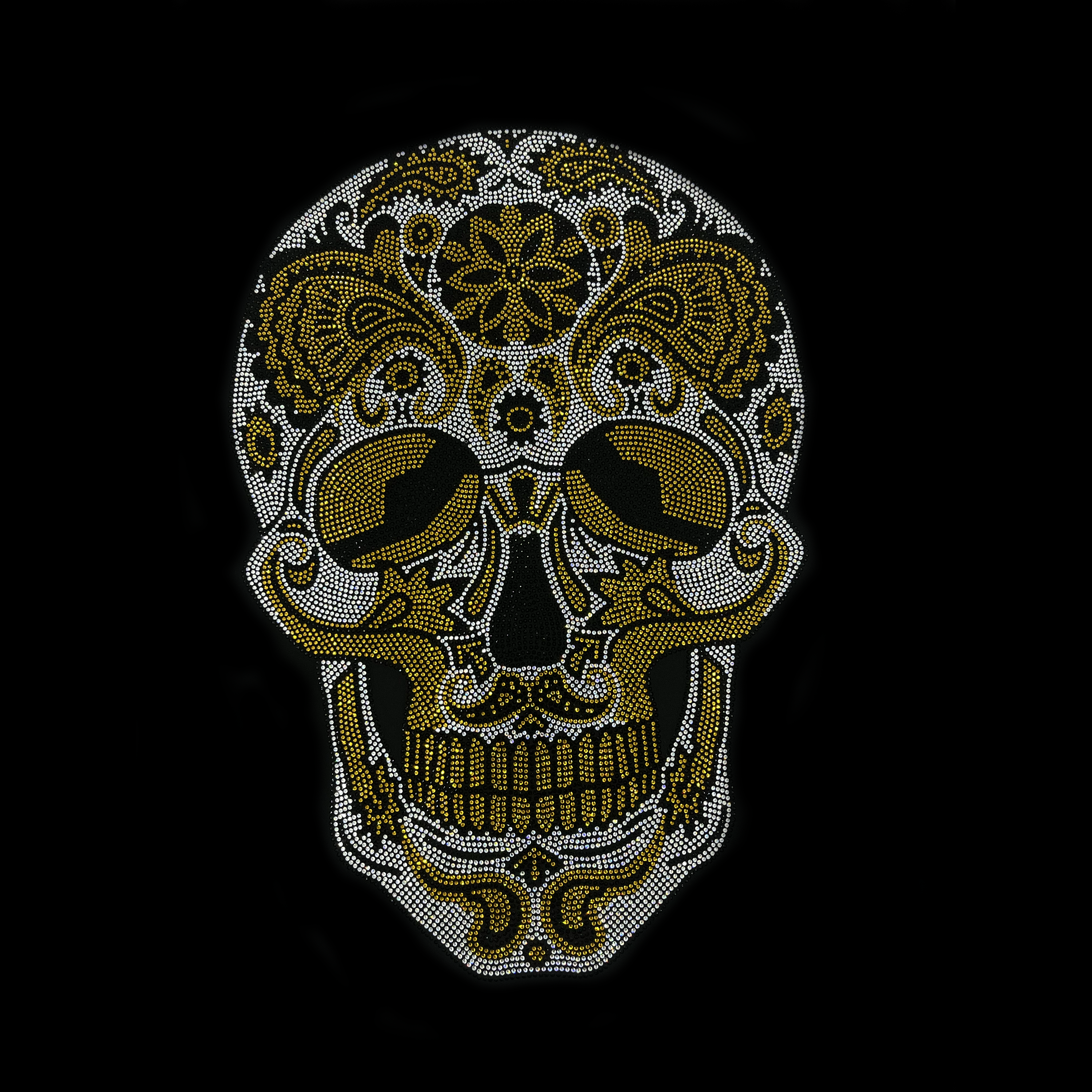 Skull Rhinestone iron on Heat Transfer Crystal Bling Designs by 