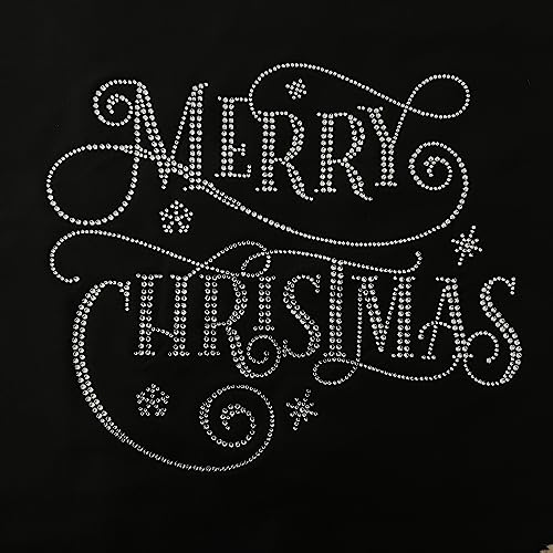 Merry Christmas Iron on Design , Heat Transfer Crystal Merry Christmas Rhinestone Patch , Iron on Merry Christmas Applique,