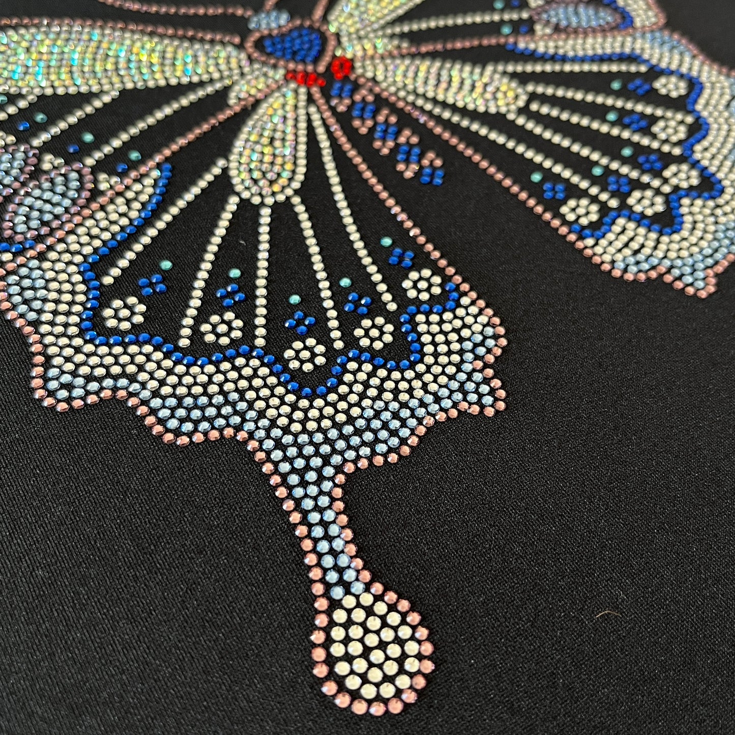 Blue Crystal Heart Butterfly Iron on Rhinestone Hot Fix Design By Rhinestop