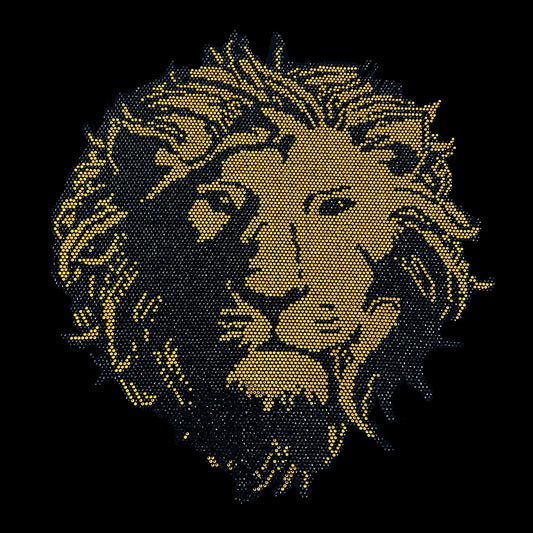 Gold Lion Rhinestone Iron On Heat Transfer Design By Rhinestop