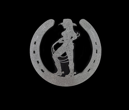 Western Cowgirl iron on rhinestone heat transfer Bling Design applique patch