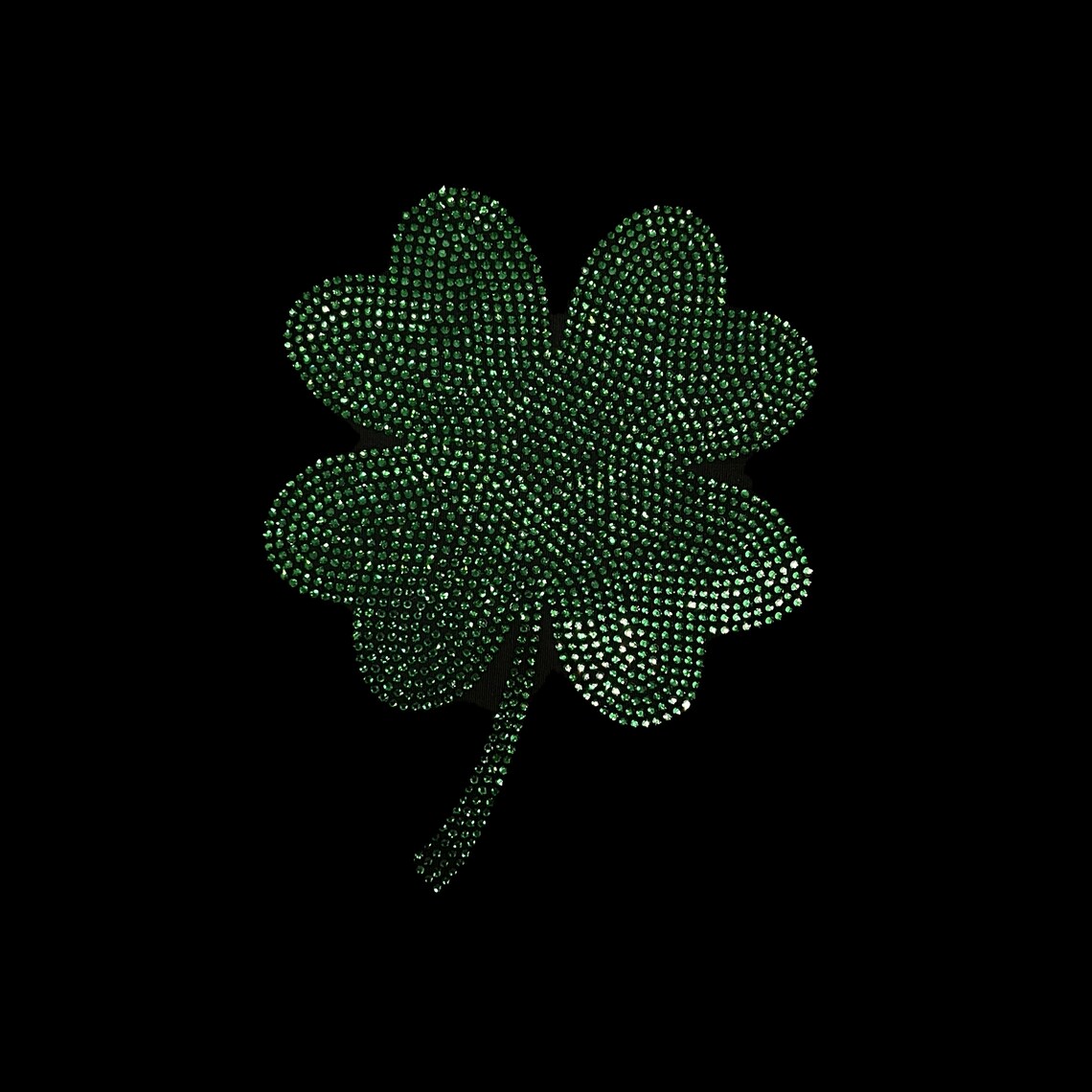Four Leaf Clover Rhinestone iron on transfer design, ready to transfer, hot fix decal, iron on motif, iron on rhinestones, patch
