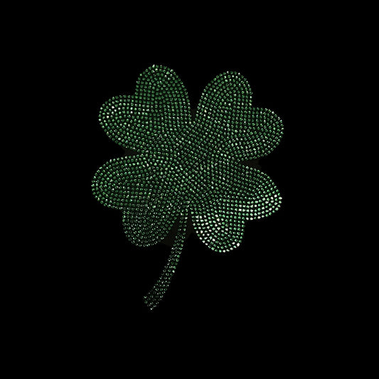 Four Leaf Clover Rhinestone iron on transfer design, ready to transfer, hot fix decal, iron on motif, iron on rhinestones, patch