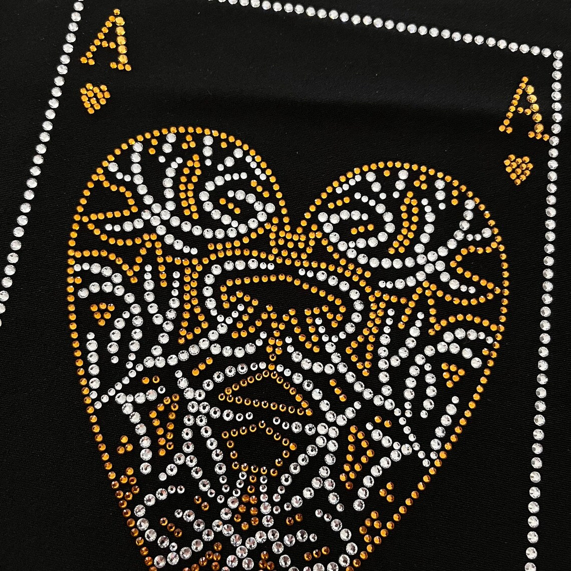 Poker card design , iron on poker card rhinestone patch, hot fix poker card decal / bling poker card applique , crystal rhinestone design