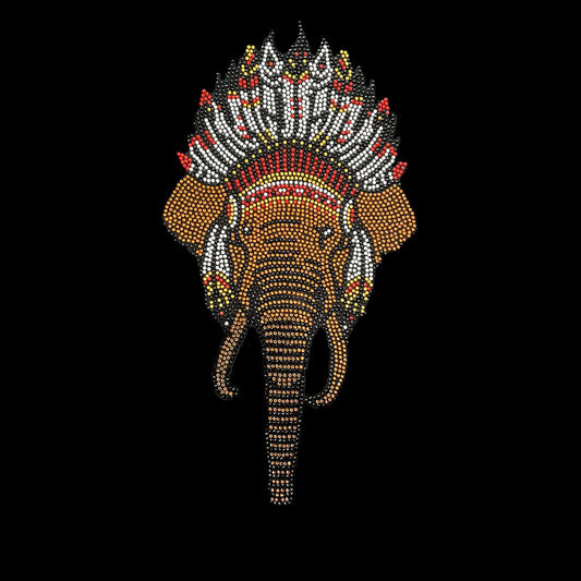 Native Elephant Rhinestone Iron On Heat Transfer Design By Rhinestop