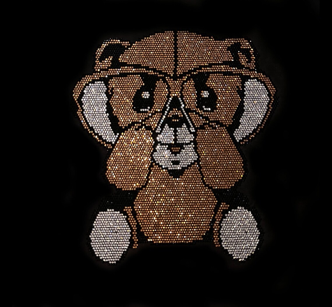 Cute Teddy Bear Iron on Rhinestone Heat Transfer Design By Rhinestop
