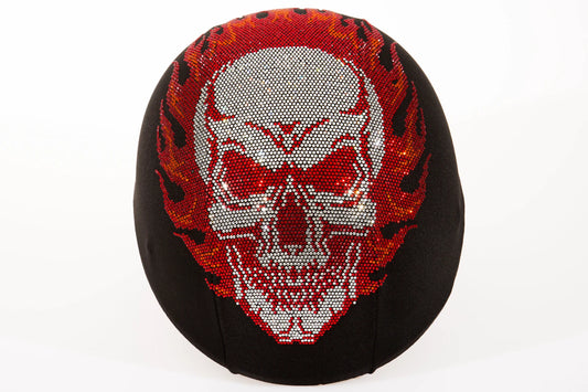 Fire skull helmet cover , fire skull helmet , lady rider helmet , red helmet cover , fashion helmet cover , custom helmet cover
