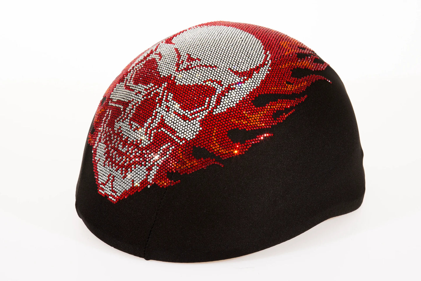 Fire skull helmet cover , fire skull helmet , lady rider helmet , red helmet cover , fashion helmet cover , custom helmet cover