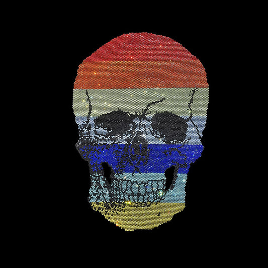 Mix rhinestone skull design , iron on skeleton patches , heat transfer skull , bling skull design , hot fix rhinestone skull