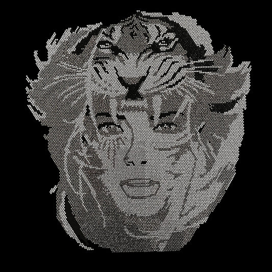 Tiger girl rhinestone transfer , hot fix tiger girl patch , iron on , Rhinestone Transfer Bling Hot Fix Iron on Patch Motif Design Transfer
