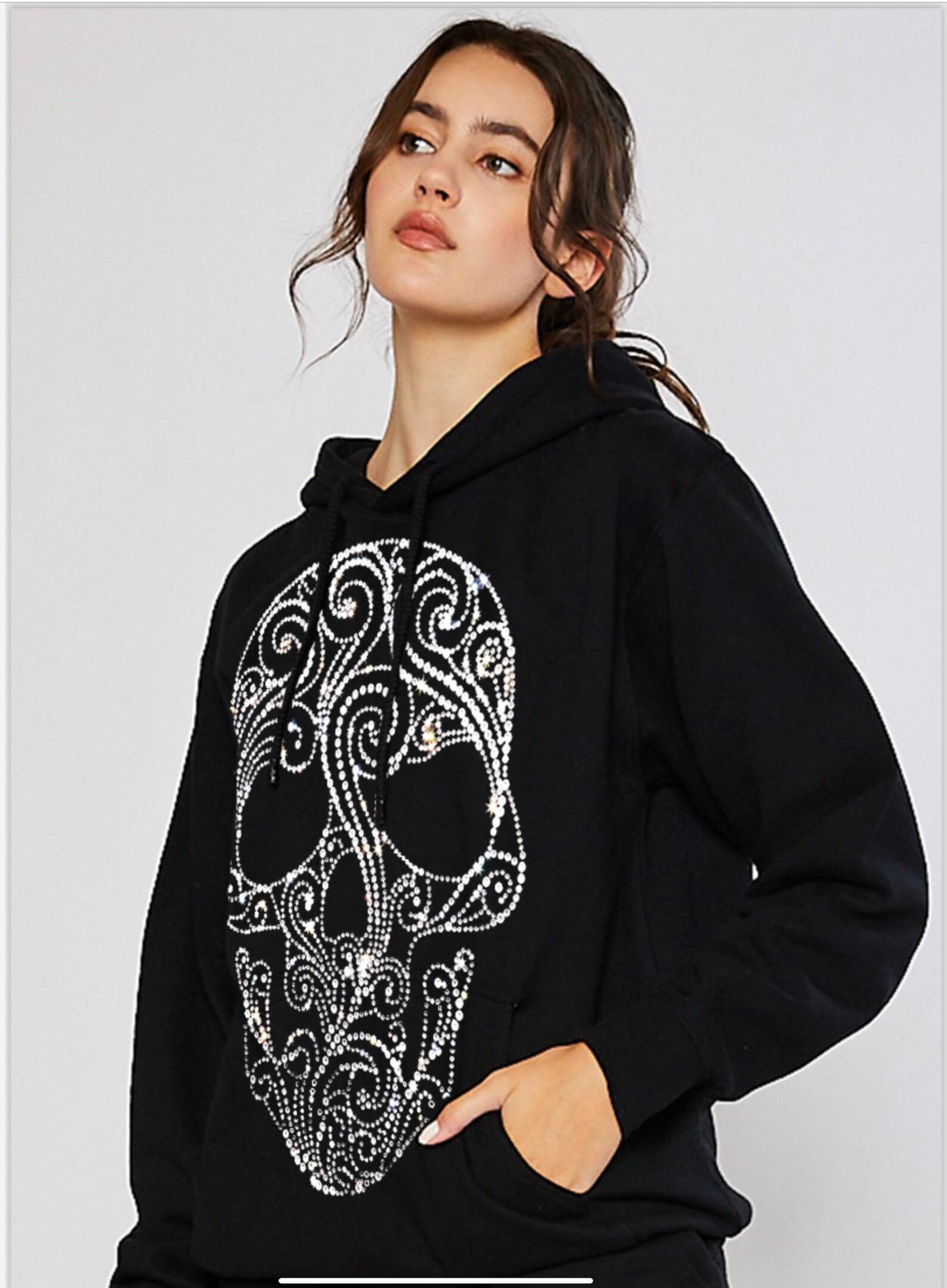 Crystal skull sweatshirt , Crystal skull hoodie , custom sweatshirt red skeleton , Crystal skull sweatshirt , bling skull clothing