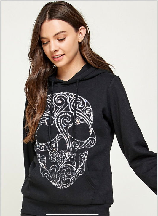 Crystal skull sweatshirt , Crystal skull hoodie , custom sweatshirt red skeleton , Crystal skull sweatshirt , bling skull clothing