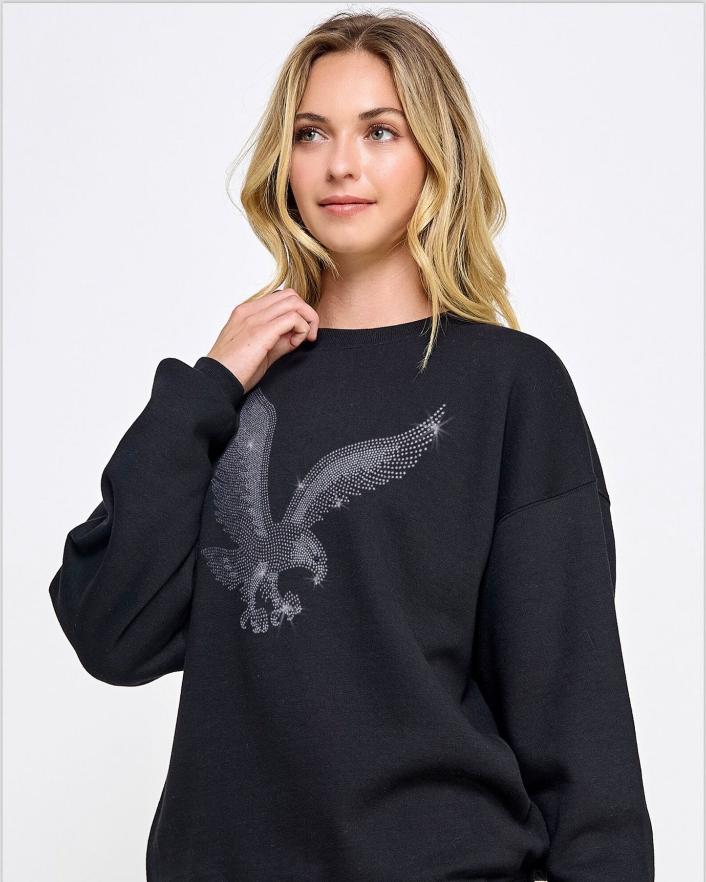 Eagle high quality sweatshirt , crystal eagle sweatshirt, bling bling eagle sweatshirt, custom hoodie with eagle , eagle design sweatshirt