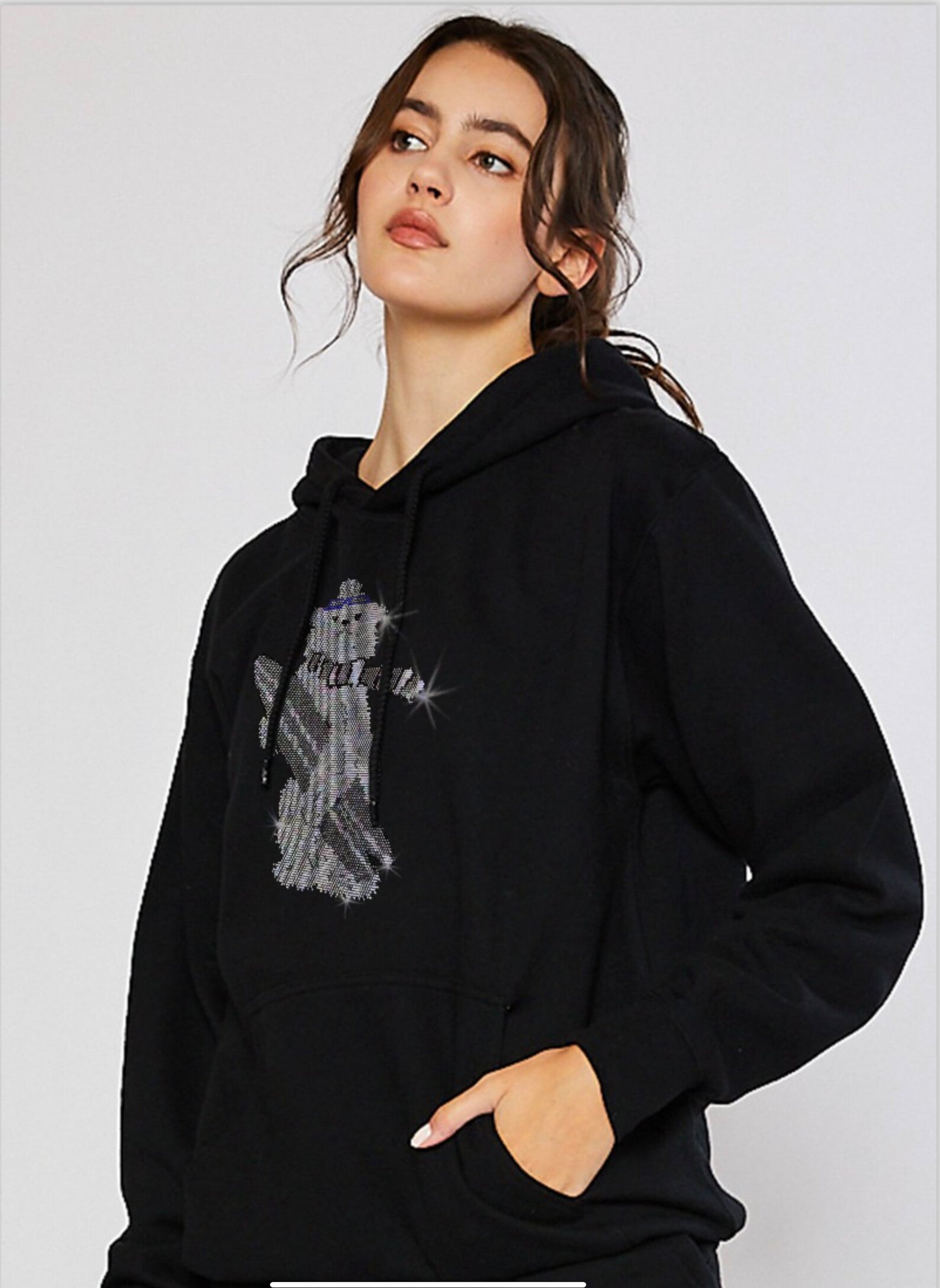 Graphic Design Hoodies Rhinestone design hoodies , sparkly sweatshirts , crystal design hoodies , bling applique hoodies