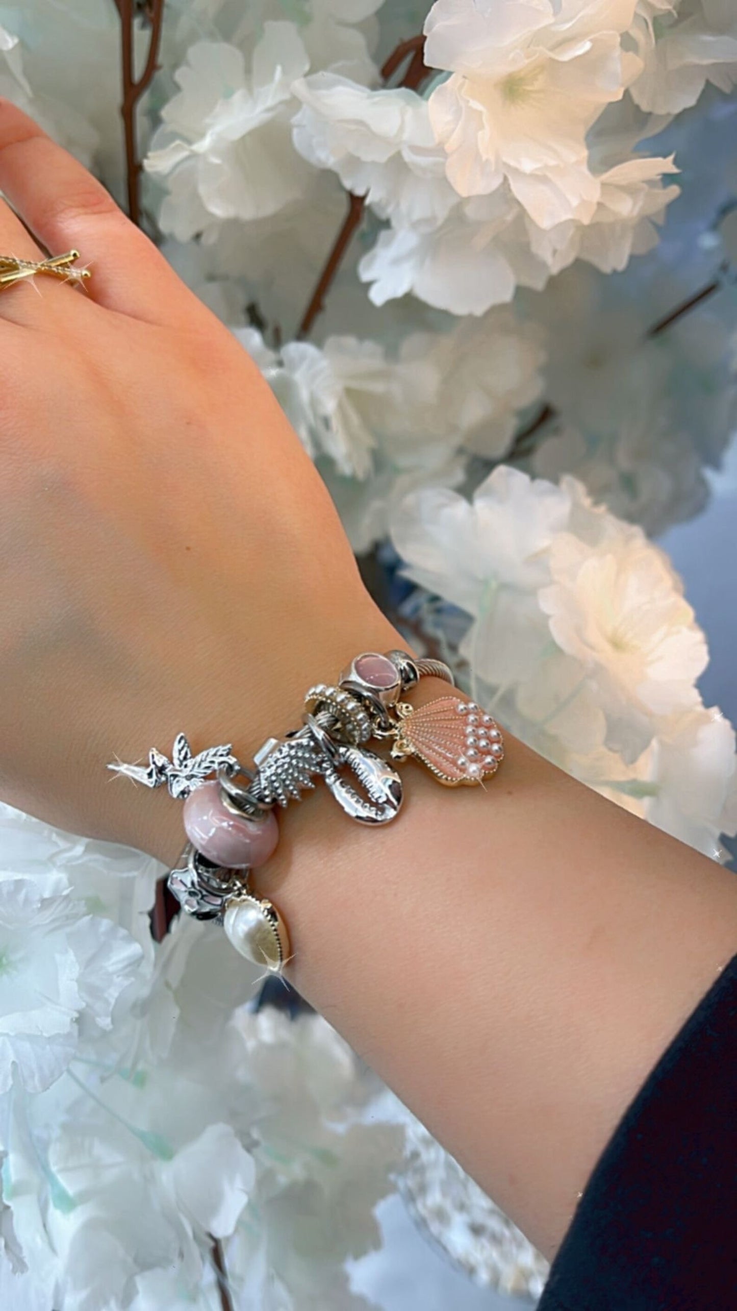 Seashell bracelet charm , Charm bracelets , bracelet for women , gift for girls , jewelry , women bracelet accessories