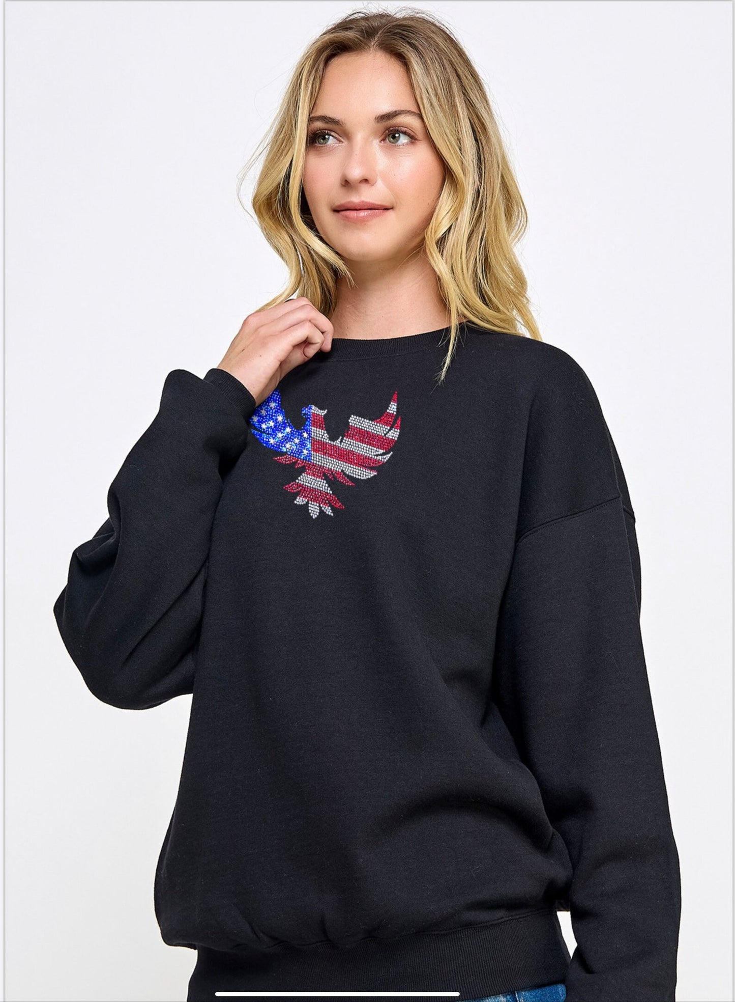 USA Eagle rhinestone hoodie , crystal patriotic eagle sweatshirt, custom hoodie with eagle , rhinestone eagle hoodie