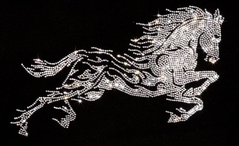 Running horse rhinestone iron on heat transfer hot fix Bling Design by Rhinestop