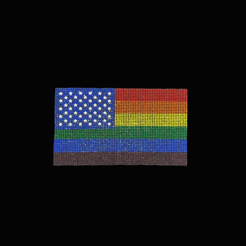 Rainbow Color Rhinestone Flag,iron on rainbow flag,hot fix flag decal,iron on fabric design
