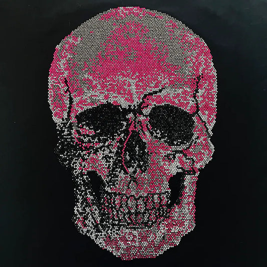 Pink Skull Iron on Rhinestone Design by Rhinestop