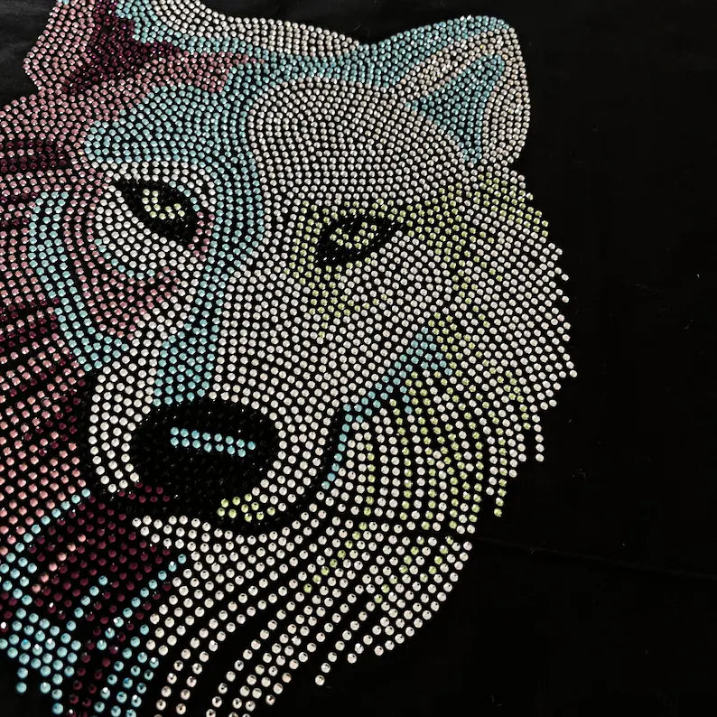 Wolf Iron On Rhinestone Heat Transfer Design By Rhinestop