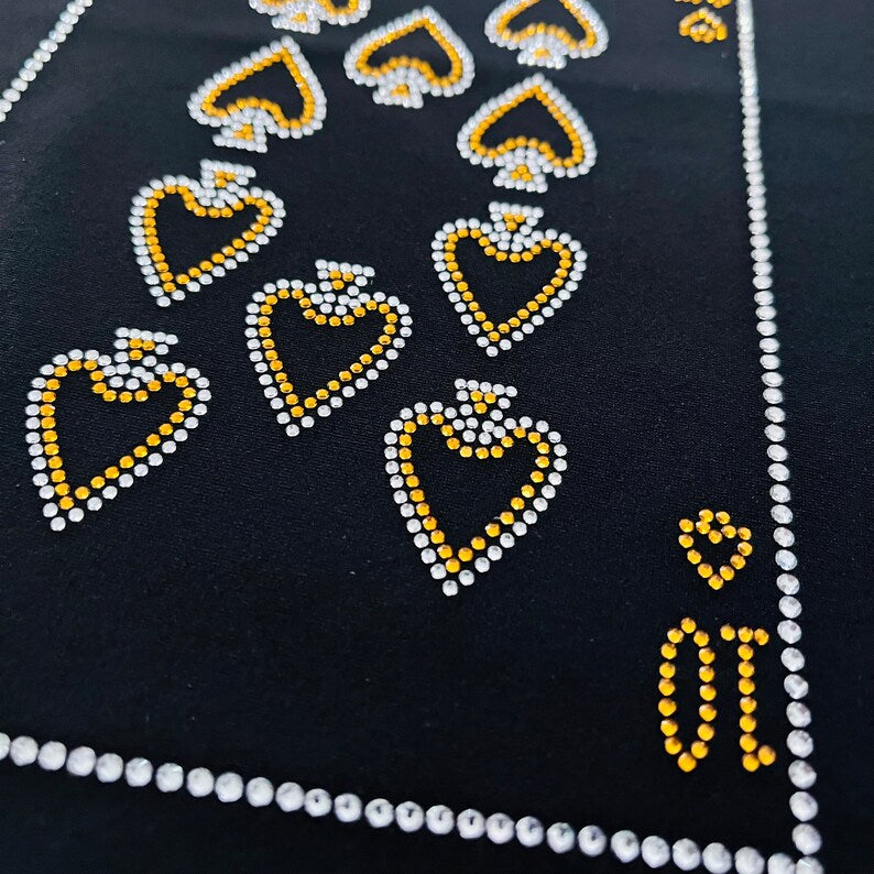 Playing card design for clothes , iron on crystal poker card , hot fix rhinestone poker card, diy shirt design poker card