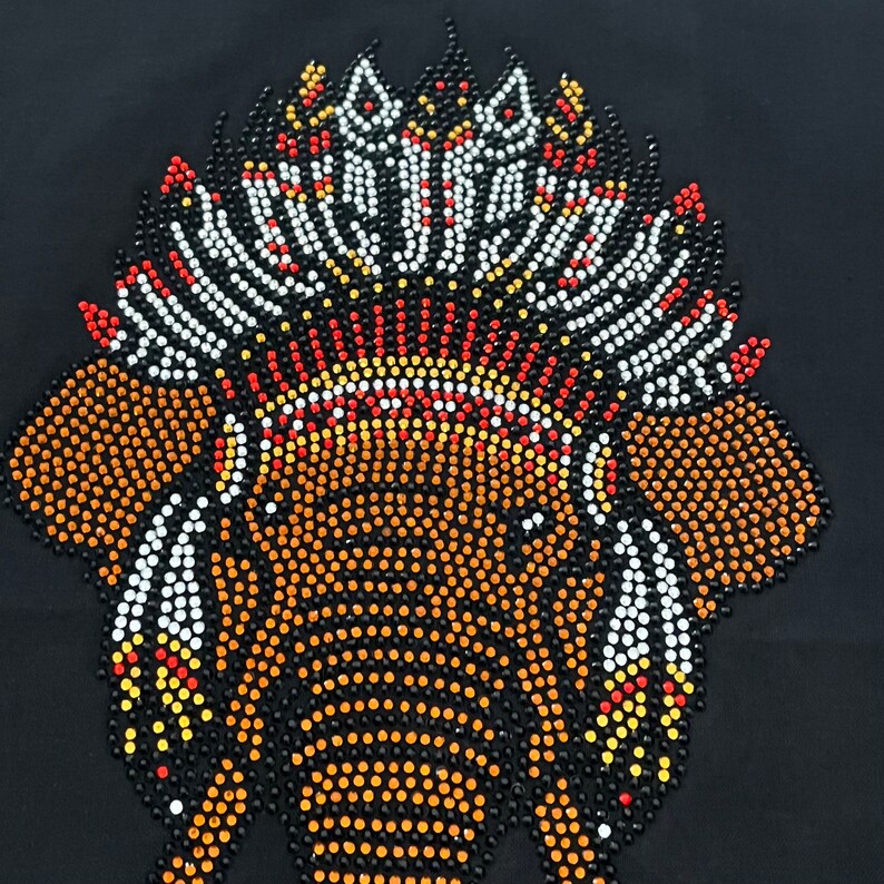 Native Elephant Rhinestone Iron On Heat Transfer Design By Rhinestop