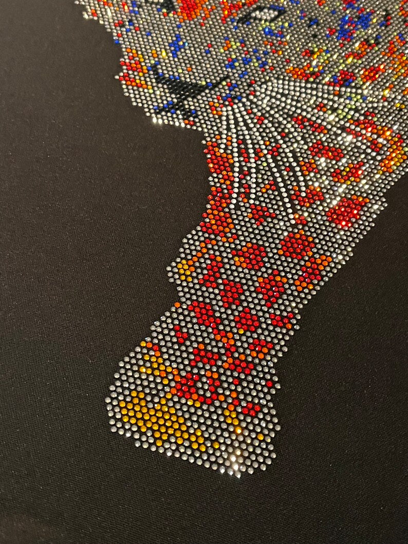 Walking Tiger Iron on Rhinestone Heat Transfer Design By Rhinestop