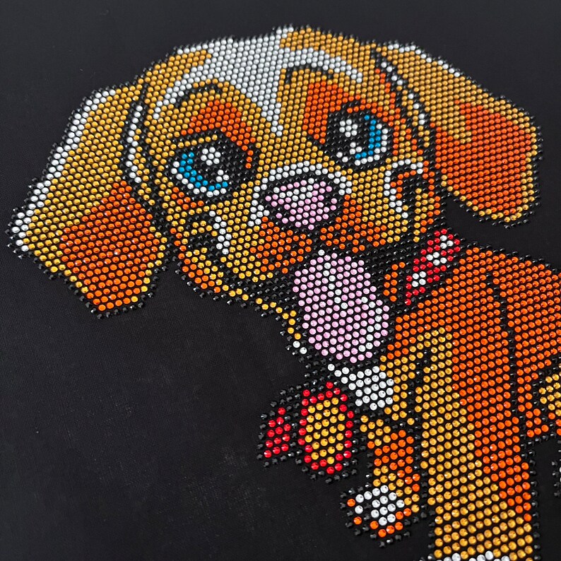 Cute Puppy Rhinestone Heat Transfer Iron On Desing By Rhinestop