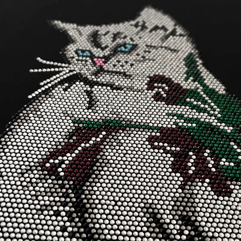 Rhienstone Cat Heat Transfer Iron on Design By Rhinestop