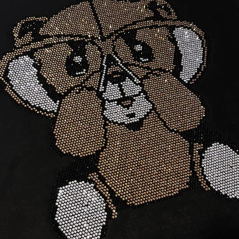 Cute Teddy Bear Iron on Rhinestone Heat Transfer Design By Rhinestop