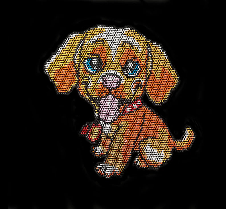 Cute Puppy Rhinestone Heat Transfer Iron On Desing By Rhinestop
