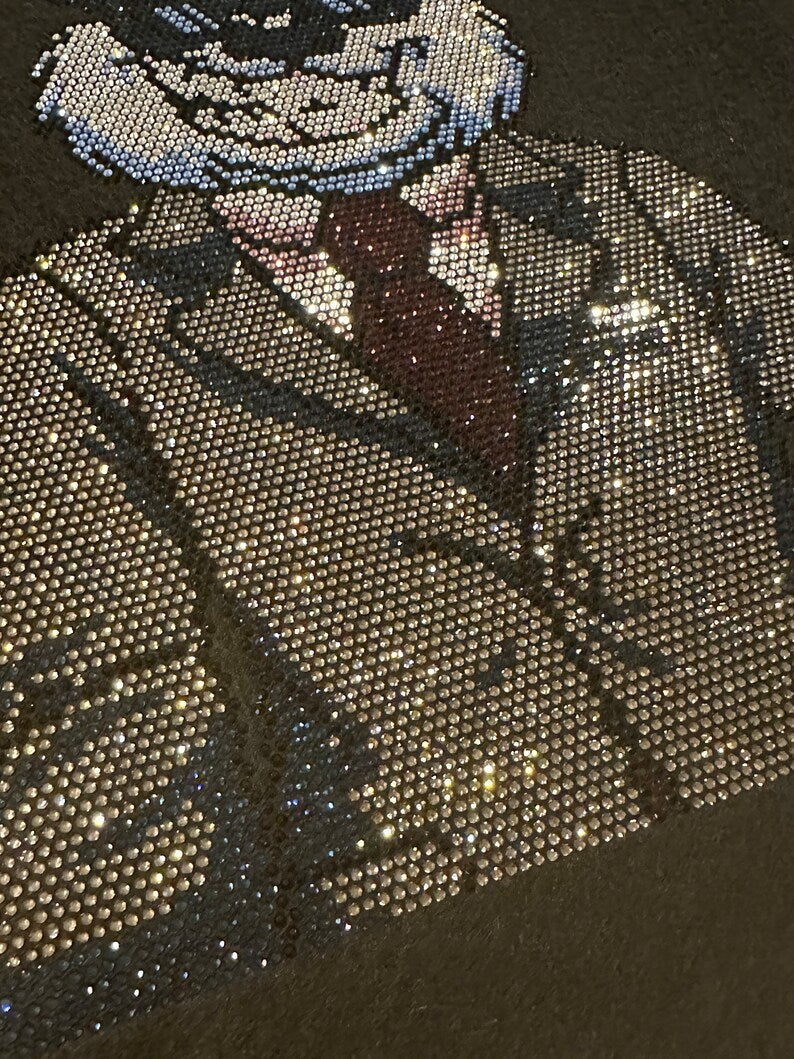 Gangster Teddy Bear Iron on Rhinestone Heat Transfer Design By Rhinestop