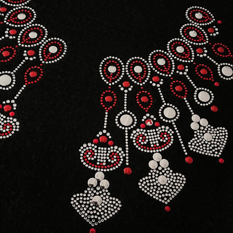 Necklace iron on transfer , heat transfer necklace patch , rhinestone applique , hot fix necklace, bling necklace design , hot fix iron on