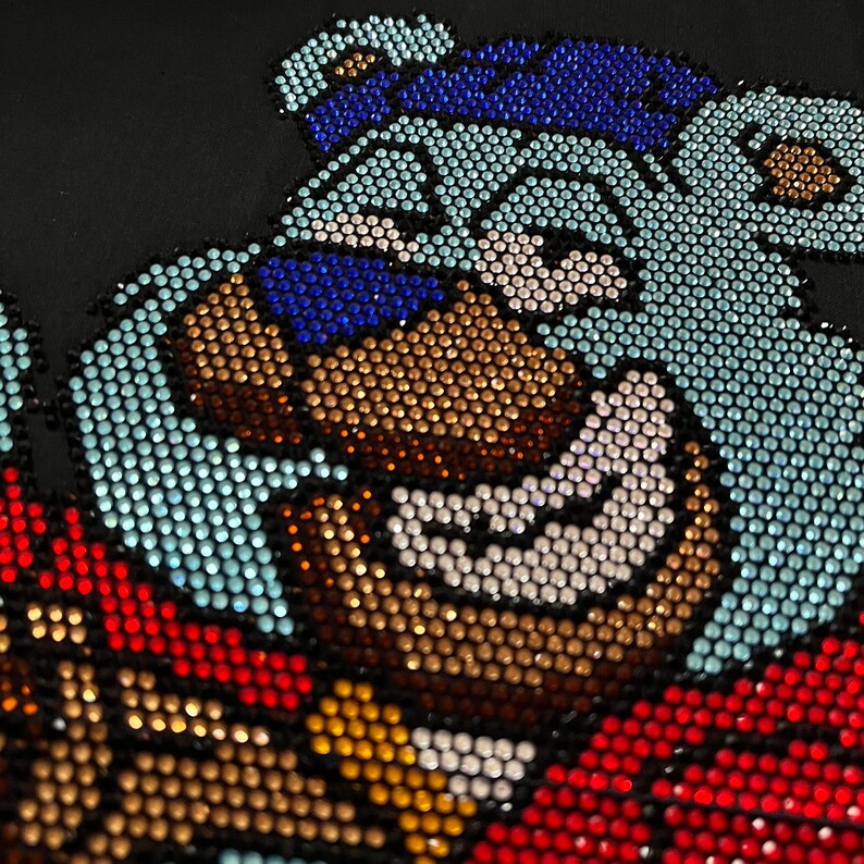 Rich Teddy Bear Iron on Heat Transfer Rhinestone Design By Rhinestop