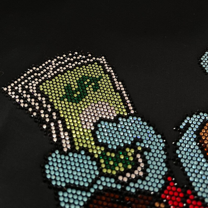 Rich Teddy Bear Iron on Heat Transfer Rhinestone Design By Rhinestop