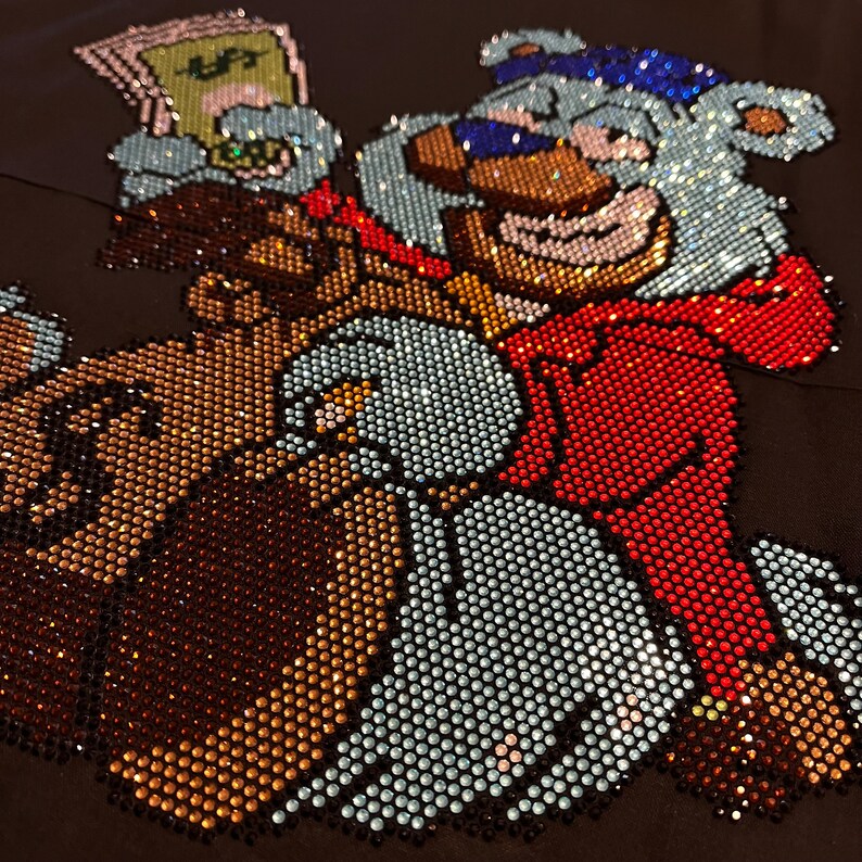 Rich Teddy Bear Iron on Heat Transfer Rhinestone Design By Rhinestop