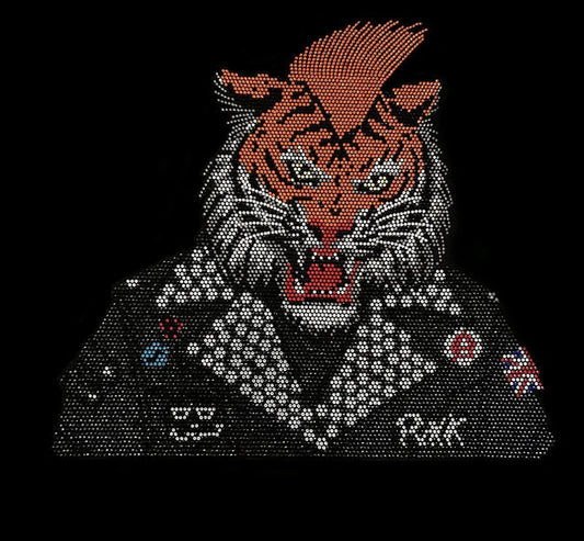 Gangster Tiger Iron On Heat Transfer Rhinestone Design By Rhinestop