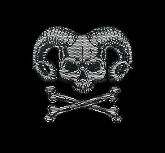Skeleton design , hot fix rhinestone evil skull patch , sparkle skull applique , heat transfer cross bone skull decal