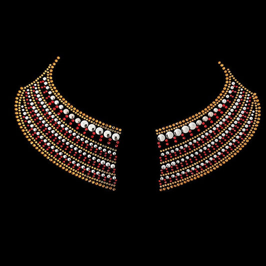 Egyptian necklace iron on design , hot fix rhinestone patch , heat transfer diy design , bling necklace patch, rhinestone applique