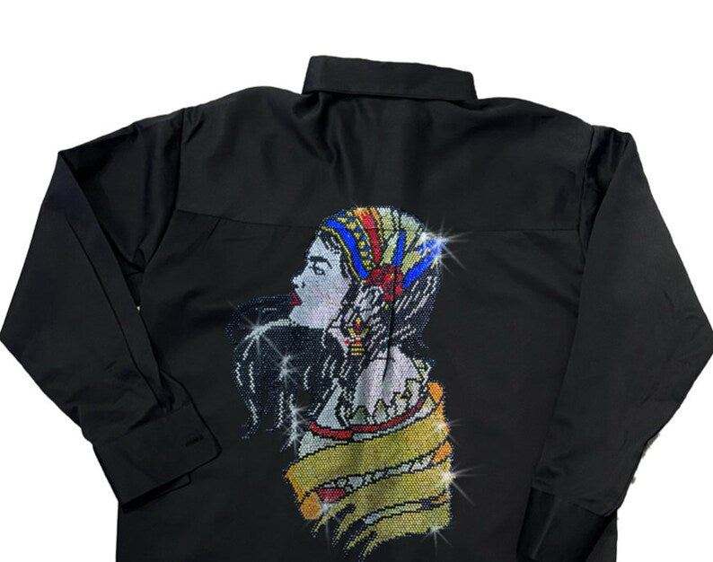 Rhinestone girl design shirt , bling blouse