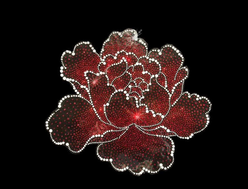 iron lily flower lily iron on design , red lily heat transfer patch , crystal flower ap – Rhinestop