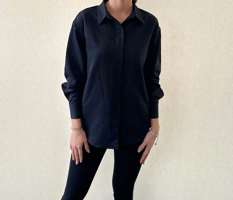 Rhinestone Fatima's hand design black shirt