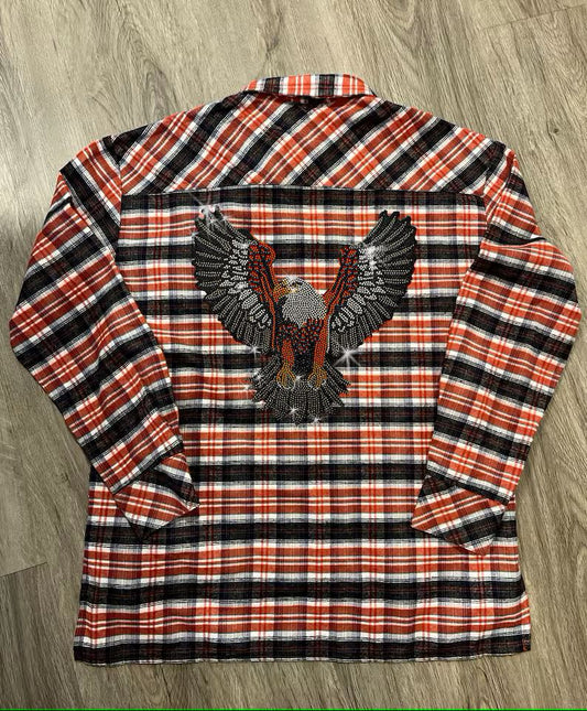 Rhinestone Eagle Design Western Shirt for Women , buffalo plaid shirt , long sleeve , casual button down blouse top