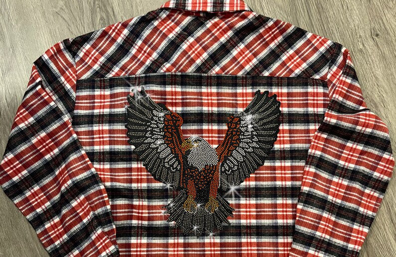 Rhinestone Eagle Design Western Shirt for Women , buffalo plaid shirt , long sleeve , casual button down blouse top