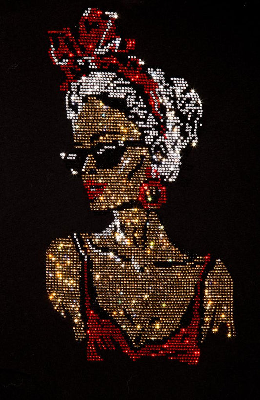 Gold Girl Iron on Rhinestone Heat Transfer Bling Design By Rhinestop