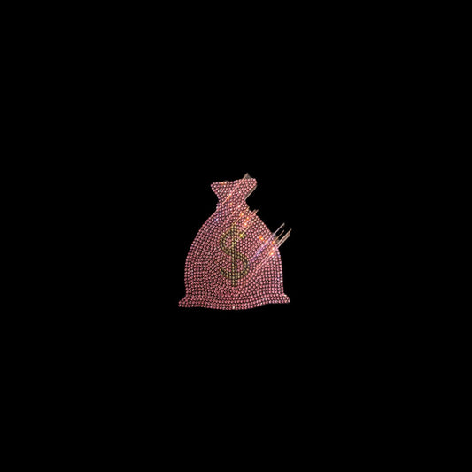 Rhinestop Pink Dollar Bag Iron on Rhinestone Design