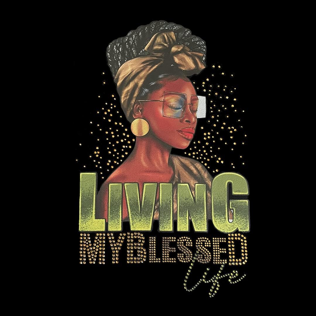 Rhinestop Living My Blessed Life Iron on Decals