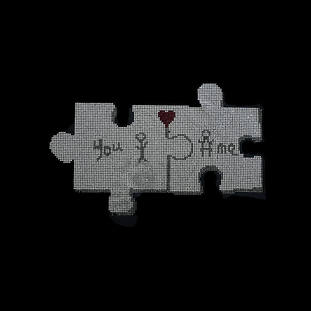 Crystal Love Puzzle Iron on Rhinestone Hot Fix Design