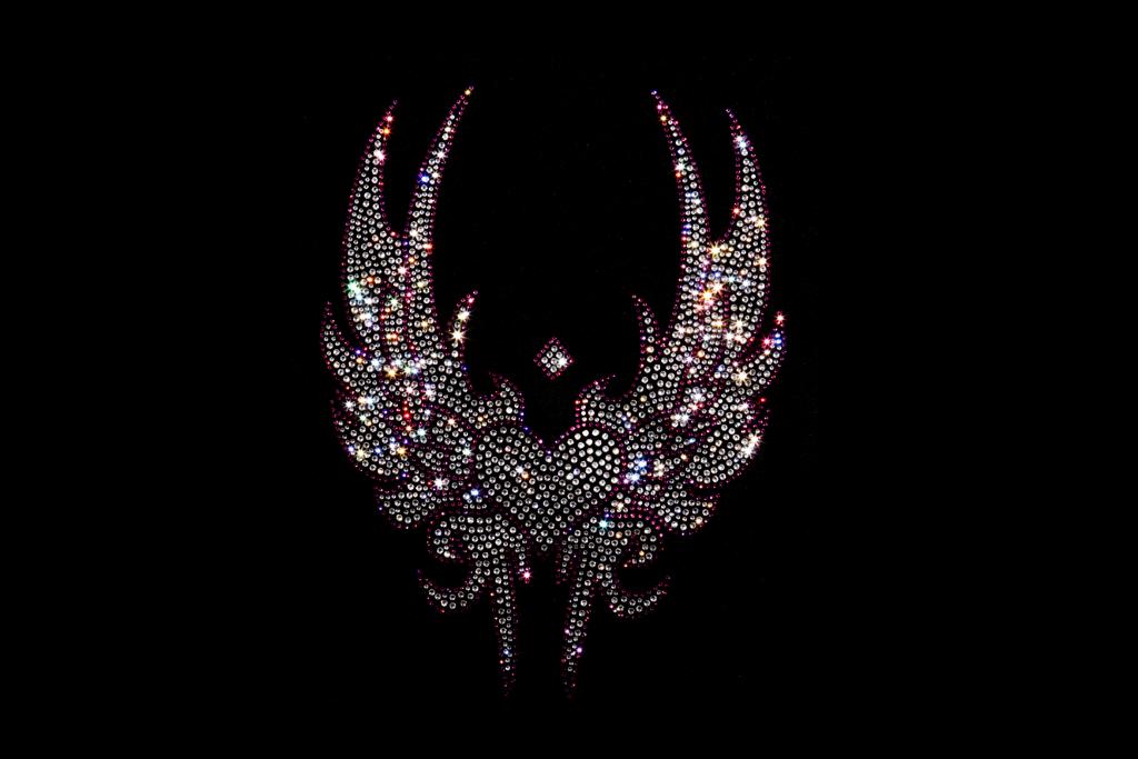 Pink Tribal Angel Wings Iron on Rhinestone Design Transfer By Rhinestop