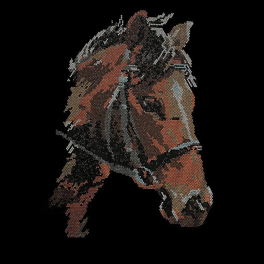 Horse Head Iron on Rhinestone Heat Transfer Design By Rhinestop